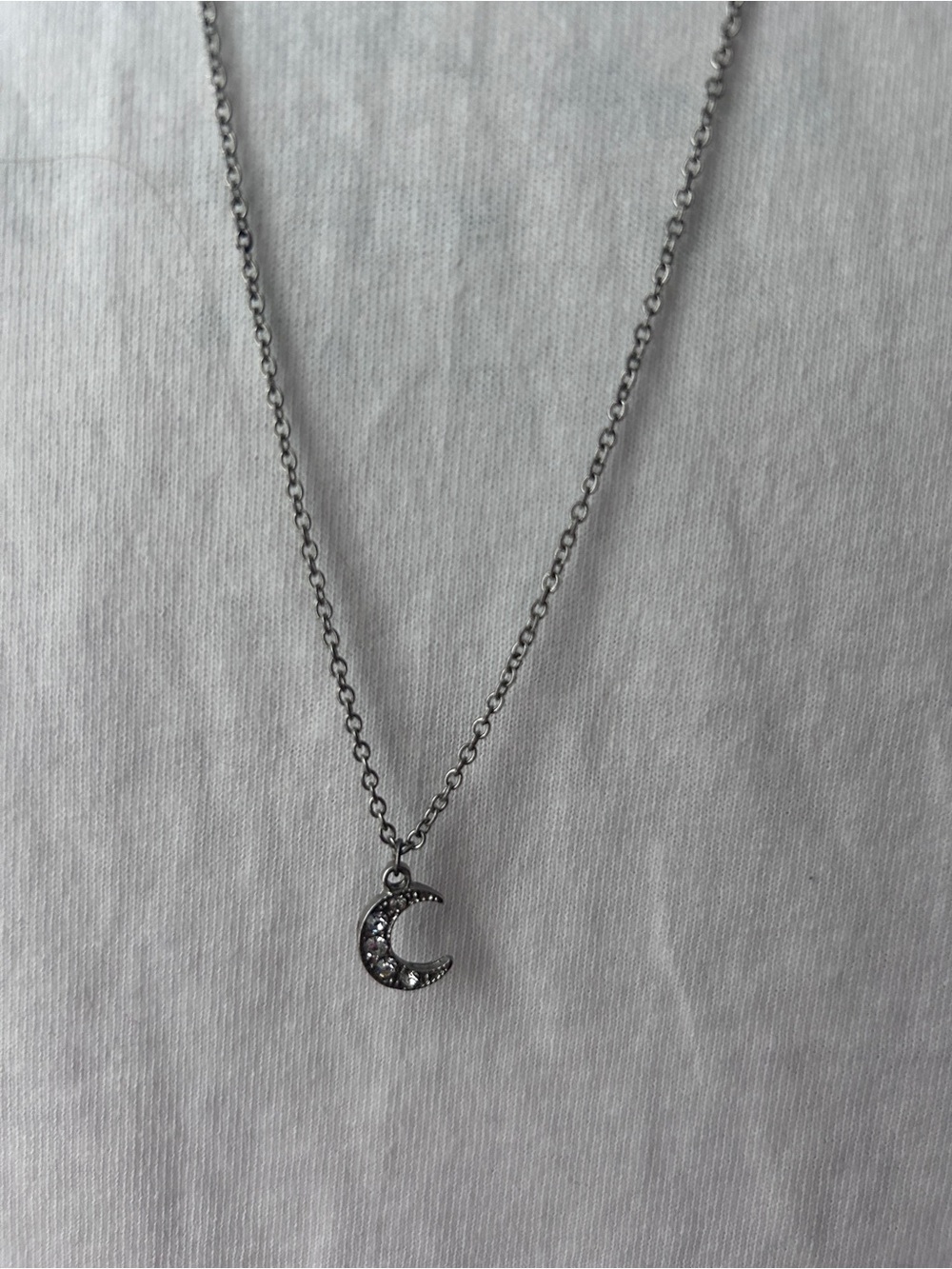 Silver Crescent Moon Pendant Necklace - Sterling Look
